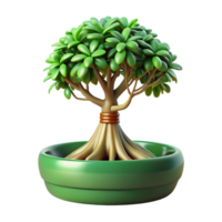 exemplary coastal Ficus bonsai tree with aerial roots, glossy green leaves, smooth bark, studio lighting, front view, isolateon transparent background,high-resolution product photography artisan png