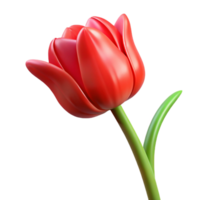 sumptuous whimsical victorian Single retulip with closebud, long stem, glossy finish, studio lighting, front view, isolateon transparent background,high-resolution product photography studio quality png