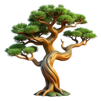 dynamic striking Bristlecone pine tree with twistebranches, weatherebark, dramatic lighting, side view, isolateon transparent background,high-resolution product photography elite png