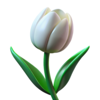 fascinating standout Single white tulip with pointepetals, green stem, dramatic lighting, isolateon transparent background,high-resolution product photography png