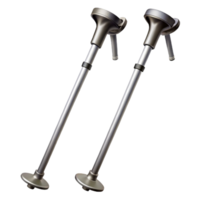 exceptional avant-garde Pair of ski poles, adjustable length, metallic finish, soft lighting, side view, minimalist style, isolateon transparent background,high-resolution product photography flawless png