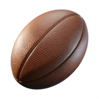 exceptional retro Rugby ball, brown leather, texturesurface, studio lighting, front view, minimalist style, isolateon transparent background,high-resolution product photography studio quality png