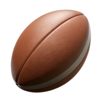 dynamic elegant Rugby ball, brown leather, texturesurface, studio lighting, front view, minimalist style, isolateon transparent background,high-resolution product photography impeccable png