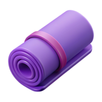 magnificent dynamic minimalist Yoga mat, rolleup, purple color, texturesurface, soft lighting, side view, minimalist style, with transparent background,high-resolution product photography sharp png