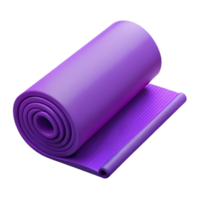 celebratemid-century Yoga mat, rolleup, purple color, texturesurface, soft lighting, side view, minimalist style, with transparent background,high-resolution product photography studio quality png