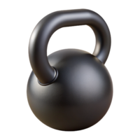 hypnotic elegant Kettlebell, cast iron, black finish, studio lighting, front view, minimalist style, with transparent background,high-resolution product photography masterfully captured png