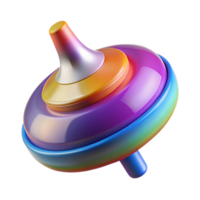 whimsical immaculate Colorful plastic spinning top, metallic tip, motion blur effect, studio lighting, isolateon transparent background,high-resolution product photography impeccable png