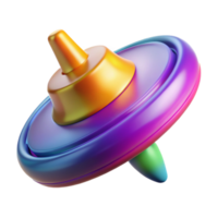 unforgettable baroque Colorful plastic spinning top, metallic tip, motion blur effect, studio lighting, isolateon transparent background,high-resolution product photography high quality png