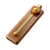 pristine memorable Vintage wooden slide rule with brass slider, worn markings, soft lighting, front view, detaileillustration, isolateon transparent background,high-resolution product photography png
