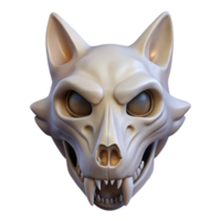 dramatic abstract Wolf skull, intricate details, bone texture, soft lighting, front view, photorealistic, isolateon transparent background,high-resolution product photography fine detail png