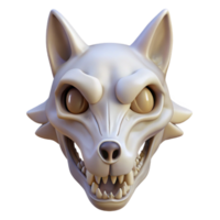 vibrant calm bohemian Wolf skull, intricate details, bone texture, soft lighting, front view, photorealistic, isolateon transparent background,high-resolution product photography impeccable png