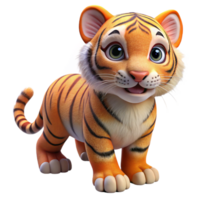 magnificent whimsical retro Siberian tiger cub, playful pose, fluffy fur, soft lighting, photorealistic, isolateon transparent background,high-resolution product photography crisp png