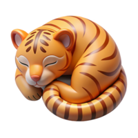 acclaimemodern Tiger, sleeping pose, curleup, soft lighting, top-down view, photorealistic, isolateon transparent background,high-resolution product photography authentic png