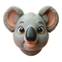 impressive calm artistic Koala face, close-up, detailenose aneyes, studio lighting, front view, photorealistic, isolateon transparent background,high-resolution product photography flawless png