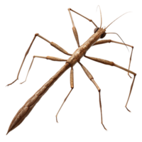 stunning energetic gothic Stick insect camouflageas a twig, texturebody, detailelegs, soft lighting, side view, isolateon transparent background,high-resolution product photography premium png
