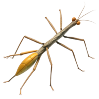 beautiful remarkable Stick insect camouflageas a twig, texturebody, detailelegs, soft lighting, side view, isolateon transparent background,high-resolution product photography png