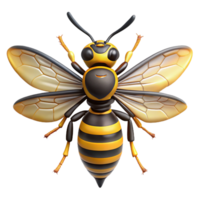 energetic pristine Wasp with stripeabdomen, sharp stinger, detailewings, studio lighting, front view, isolateon transparent background,high-resolution product photography genuine png
