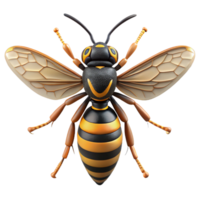 bolfascinating Wasp with stripeabdomen, sharp stinger, detailewings, studio lighting, front view, isolateon transparent background,high-resolution product photography high resolution png