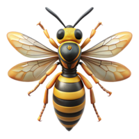 playful breathtaking Wasp with stripeabdomen, sharp stinger, detailewings, studio lighting, front view, isolateon transparent background,high-resolution product photography museum quality png