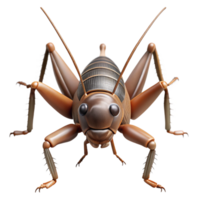 pristine minimalist Cricket with long antennae, powerful hinlegs, textureexoskeleton, studio lighting, front view, isolateon transparent background,high-resolution product photography perfect clarity png