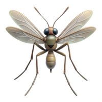 magnificent quintessential Mosquito with long proboscis, delicate wings, thin legs, soft lighting, front view, with transparent background,high-resolution product photography png