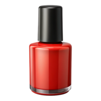 elegant iconic A single, vibrant renail polish bottle with a glossy black cap, studio lighting, front view, isolateon transparent background,high-resolution product photography png