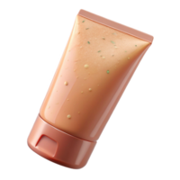 dramatic dreamy bohemian A tube of exfoliating face scrub, with visible granules, soft lighting, isolateon transparent background,high-resolution product photography professional png