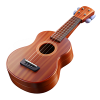gorgeous exemplary Ukulele with mahogany woofinish, nylon strings, mother-of-pearl inlay, studio lighting, front view, isolateon transparent background,high-resolution product photography png