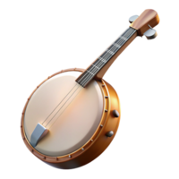 coveteart deco Banjo with a wooden resonator, metal tone ring, anparchment head, soft lighting, front view, isolateon transparent background,high-resolution product photography original png