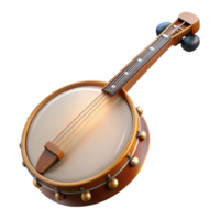 energetic elegant Banjo with a wooden resonator, metal tone ring, anparchment head, soft lighting, front view, isolateon transparent background,high-resolution product photography ultra HD png
