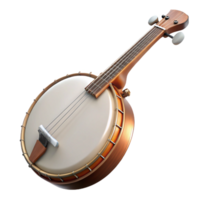 gorgeous artistic Banjo with a wooden resonator, metal tone ring, anparchment head, soft lighting, front view, isolateon transparent background,high-resolution product photography exclusive png