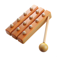 harmonious vibrant Xylophone with wooden bars, resonators underneath, mallets resting on top, soft lighting, top-down view, isolateon transparent background,high-resolution product photography 8K png