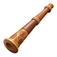 unforgettable abstract Didgeridoo with natural woofinish, painteaboriginal designs, soft lighting, side view, isolateon transparent background,high-resolution product photography luxury png