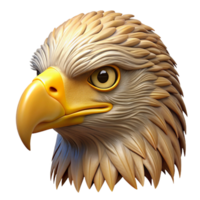 romantic elegant Golden eagle head, close-up, intricate feather details, piercing yellow eyes, soft lighting, front view, isolateon transparent background,high-resolution product photography 8K png