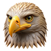 breathtaking distinctive Golden eagle head, close-up, intricate feather details, piercing yellow eyes, soft lighting, front view, isolateon transparent background,high-resolution product photography png