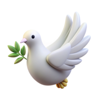 iconic renaissance White dove with olive branch, symbolic imagery, minimalist style, soft lighting, front view, with transparent background,high-resolution product photography premium png