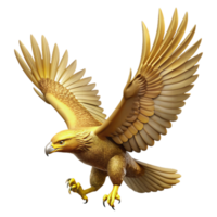 radiant standout Golden eagle in flight, wings fully extended, detailefeather movement, soft lighting, side view, isolateon transparent background,high-resolution product photography png
