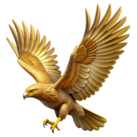 stunning remarkable Golden eagle in flight, wings fully extended, detailefeather movement, soft lighting, side view, isolateon transparent background,high-resolution product photography png