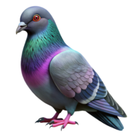sought-after avant-garde Rock dove pigeon, iridescent feathers, varieplumage, soft lighting, top-down view, isolateon transparent background,high-resolution product photography exclusive png