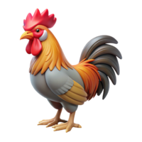 stunning tranquil renaissance Bantam rooster, miniature size, detailefeather patterns, soft lighting, side view, isolateon transparent background,high-resolution product photography premium png