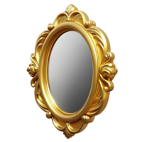 gorgeous exemplary Wall-mountemirror, ornate frame, golfinish, studio lighting, front view, isolateon transparent background,high-resolution product photography png