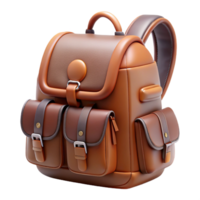 magnificent geometric Leather backpack with multiple compartments, detailestitching, studio lighting, isolateon transparent background,high-resolution product photography impeccable png