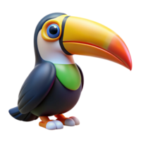 distinguisheindustrial Toucan with large colourful beak, detailefeathers, soft lighting, front view, photorealistic, isolateon transparent background,high-resolution product photography exclusive png