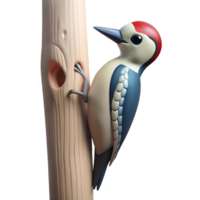 pristine victorian Woodpecker clinging to an invisible tree trunk, sharp beak, studio lighting, side view, photorealistic, isolateon transparent background,high-resolution product photography 8K png