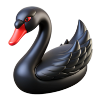 serene geometric Black swan, elegant pose, glossy black feathers, rebeak, soft lighting, photorealistic, isolateon transparent background,high-resolution product photography professional png