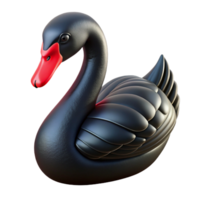mysterious beautiful Black swan, elegant pose, glossy black feathers, rebeak, soft lighting, photorealistic, isolateon transparent background,high-resolution product photography fine detail png