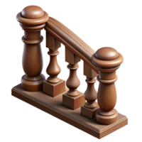 timeless nordic Wooden banister, carvedetails, dark walnut finish, soft lighting, side view, isolateon transparent background,high-resolution product photography refined png