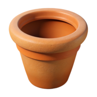 radiant distinctive Terracotta flower pot, simple design, rough texture, soft lighting, top-down view, isolateon transparent background,high-resolution product photography png
