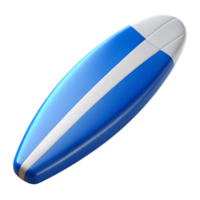 tranquil striking Surfboard, blue anwhite design, fiberglass finish, soft lighting, side view, studio photography, isolateon transparent background,high-resolution product photography refined png