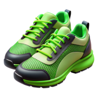 wonderful harmonious bohemian Pair of running shoes, neon green anblack, mesh fabric, studio lighting, studio photography, isolateon transparent background,high-resolution product photography artisan png